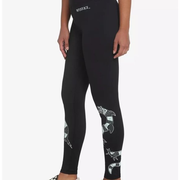 Beetlejuice black leggings bottoms pants size Small halloween glow in the dark - Picture 3 of 8